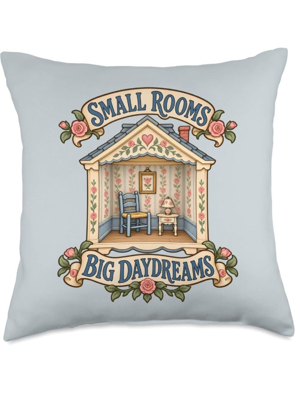 Cottagecore Aesthetic Throw Pillow - Cozy Dollhouse Dreams Home Decor Accent